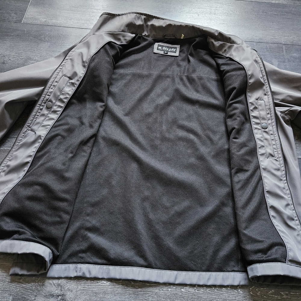 M. Julian Polyester Switch Bomber Jacket Mens XL Gray Lined Multiple Pockets - Picture 8 of 13